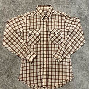 Vintage 70s Levis Western Shirt Womens Medium Shimmer Thread Plaid Button
